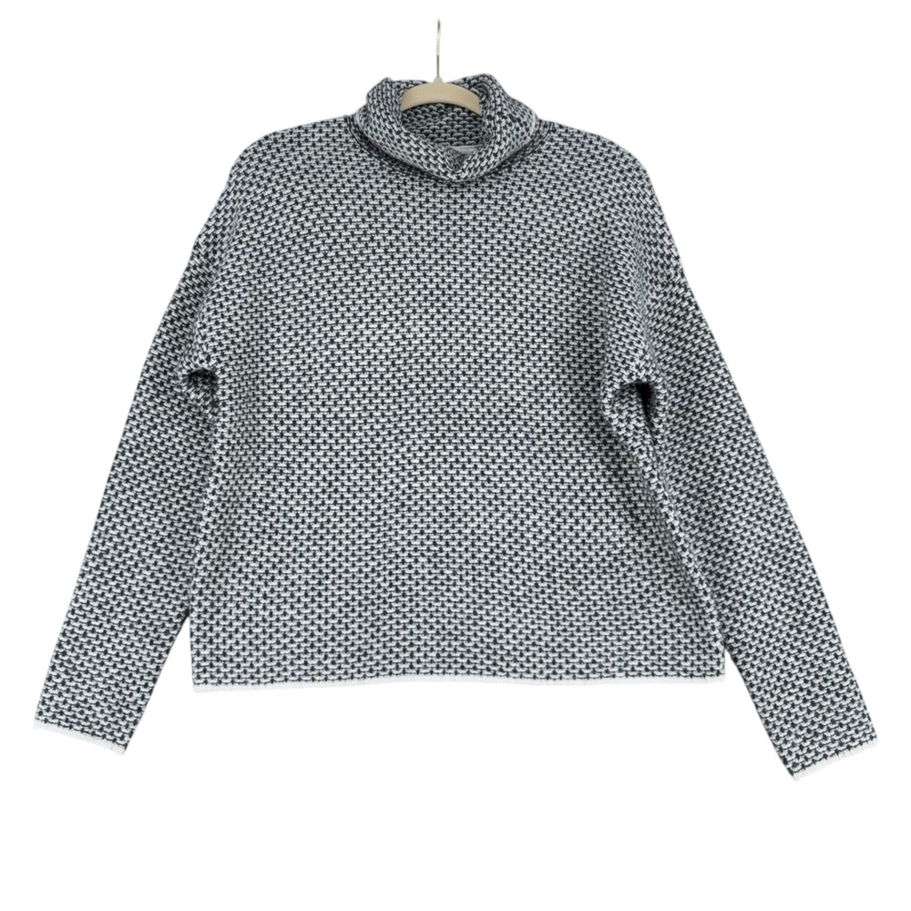 Christian Siriano New York Black White Pattern Turtleneck Sweater Women's Small‎